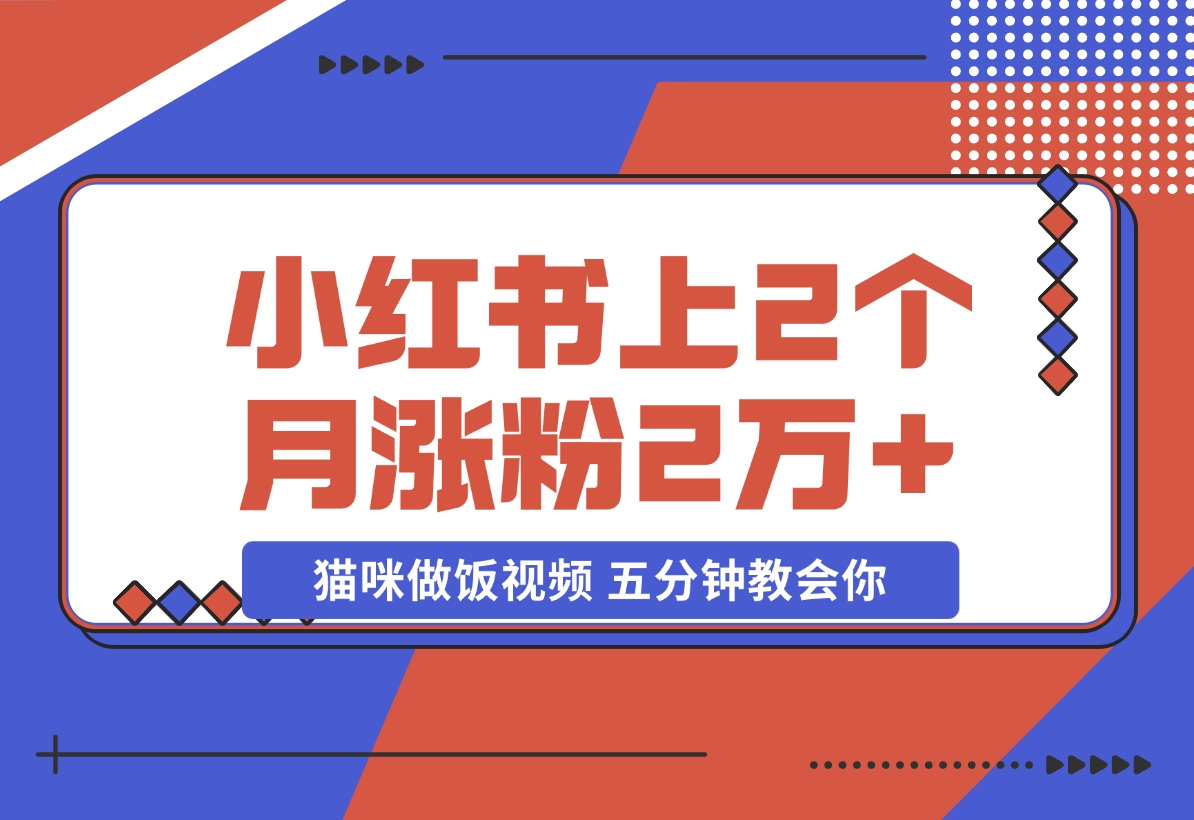 【2024.11.21】小红书上2个月涨粉2万+ 的猫咪做饭视频 五分钟教会你-翻身创业网